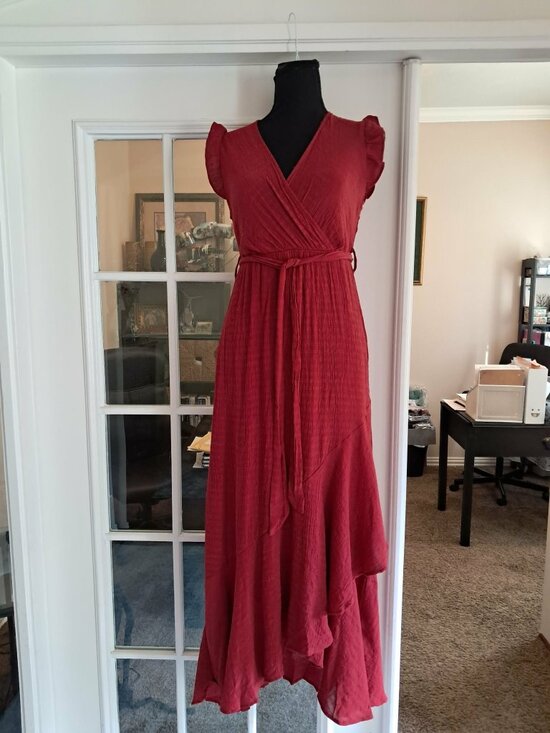 SHEIN Dresses & Skirts - SHEIN Unity Women’s Surplice Neck Self-Tie Ruffle A-Line Dress Size M